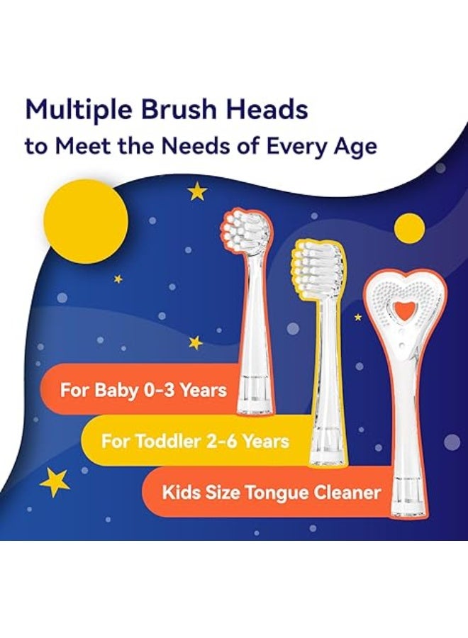 Seago Kids Electric Toothbrushes, Toddler Electric Toothbrush with Colorful Light, 8 Soft Toothbrush Heads, Cute Animal Stickers, Once Full Charger for 60 Days, for Childrens Boys Girls, SG-2159(Blue) - Image 2
